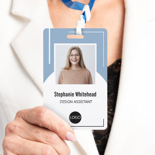 Custom Employee Photo ID Logo Dusty Blue Badge