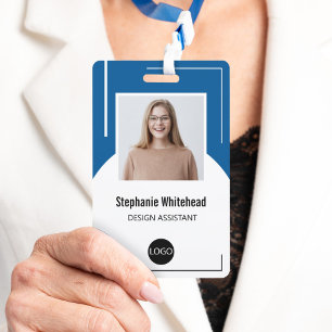 Custom Employee Photo ID Logo Royal Blue ID Badge