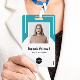 Custom Employee Photo ID Logo Teal Blue ID Badge