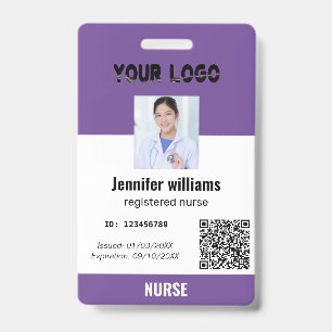 Custom Employee Photo ID & Logo With Qrcode   Name Badge