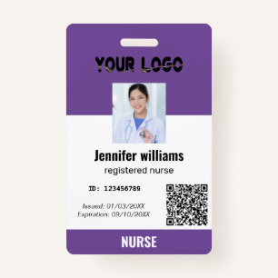 Custom Employee Photo ID & Logo With Qrcode Name ID Badge