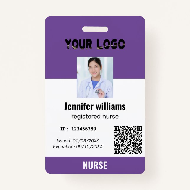 Custom Employee Photo ID & Logo With Qrcode | Name ID Badge (Front)