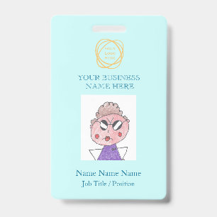 Custom Employee Photo ID Name Tag Logo Aqua Teal Badge