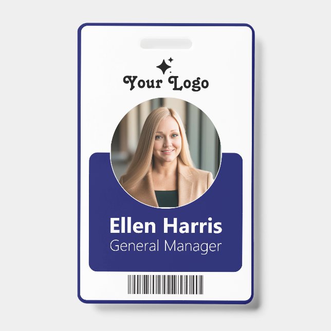 Custom Employee | Photo, Job Title, QR, Name ID Badge (Front)
