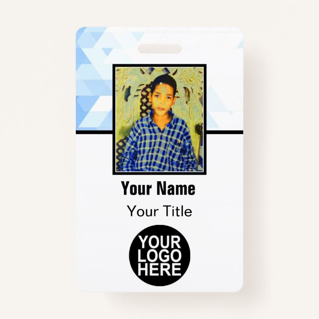 Custom Employee - Photo, Logo, Bar Code and Name ID Badge (Front)