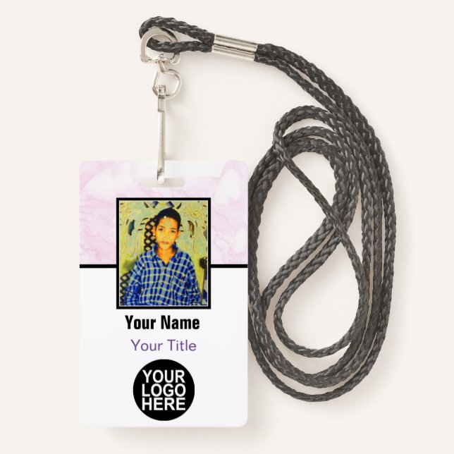 Custom Employee - Photo, Logo, Bar Code and Name ID Badge (Front with Lanyard)