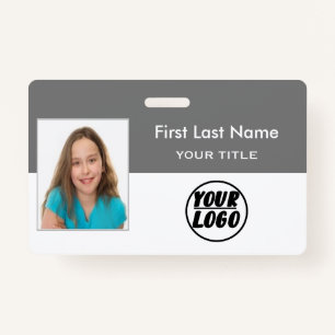 Custom Employee Photo   Logo, Bar Code grey Badge ID Badge