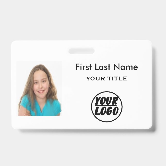 Custom Employee Photo | Logo, Bar Code name Badge ID Badge (Front)
