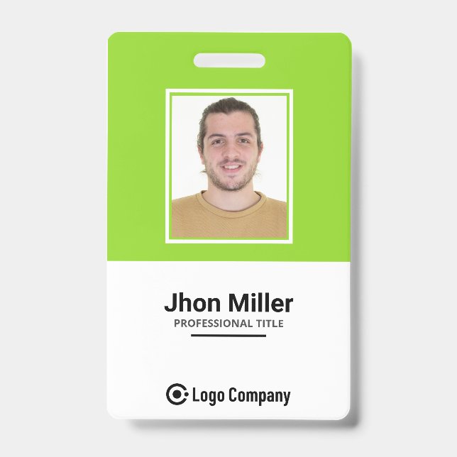 Custom Employee Photo, Logo, Bar Code, Name Badge ID Badge (Front)
