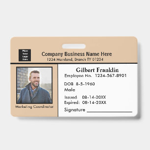 Custom Employee Photo Logo Bar Code Name Badge ID Badge