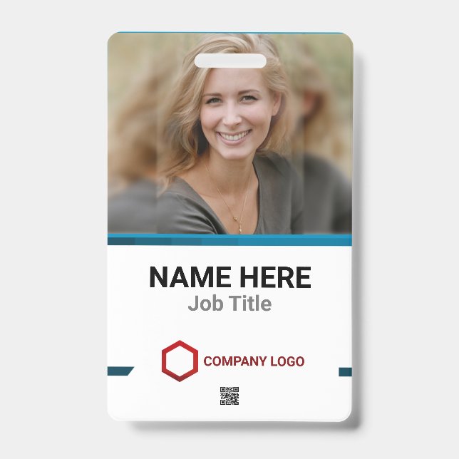 Custom Employee Photo Logo Bar Code Name Badge ID Badge (Front)