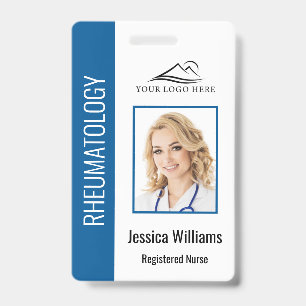 Custom Employee Photo Logo Bar Code Name Blue ID Badge