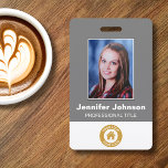 Custom Employee - Photo Logo Bar Code Name ID Badge<br><div class="desc">Upload an employee photo, logo, and bar code, add a name and title and easily create your employee name badge. Click CUSTOMIZE to change the background color or text color. You can TRANSFER this DESIGN on other Zazzle products and adjust it to fit most of the Zazzle items. You can...</div>