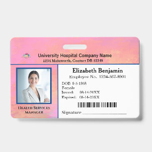 Custom Employee Photo Logo Bar Code Name ID Badge