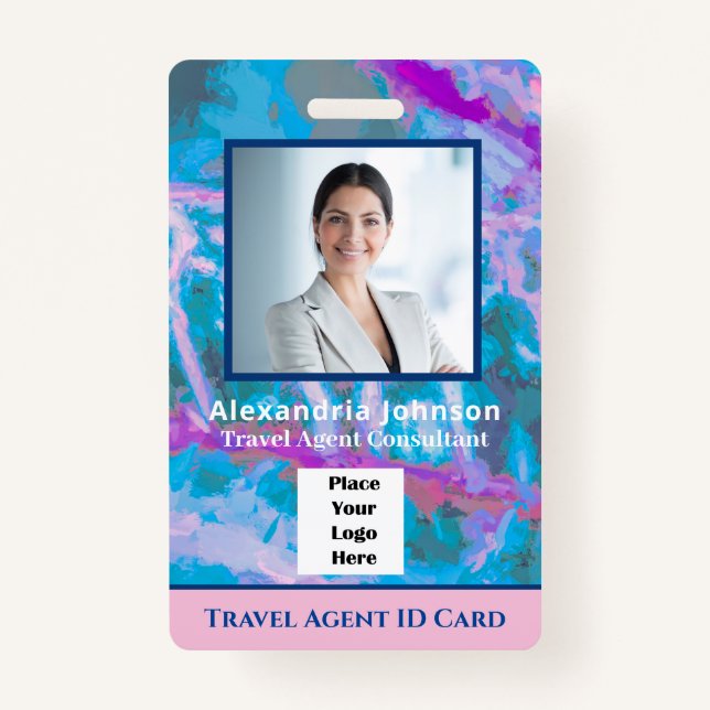 Custom Employee Photo Logo Bar Code Name ID Badge (Front)