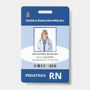 Custom Employee Photo Logo Bar Code Name ID Badge