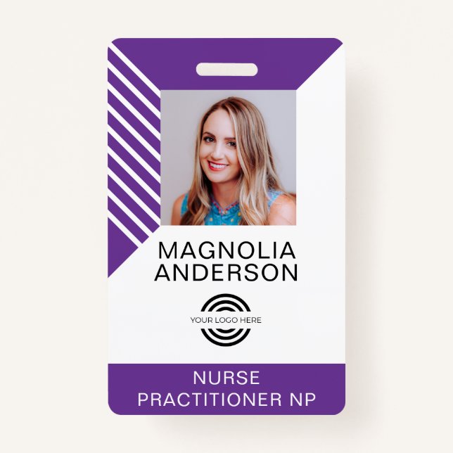 Custom Employee Photo Logo Barcode Name ID Badge (Front)