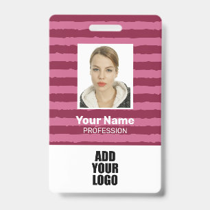 Custom Employee Photo Logo & Barcode Stripes ID Badge