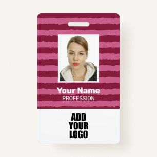 Custom Employee Photo Logo & Barcode Stripes  ID Badge