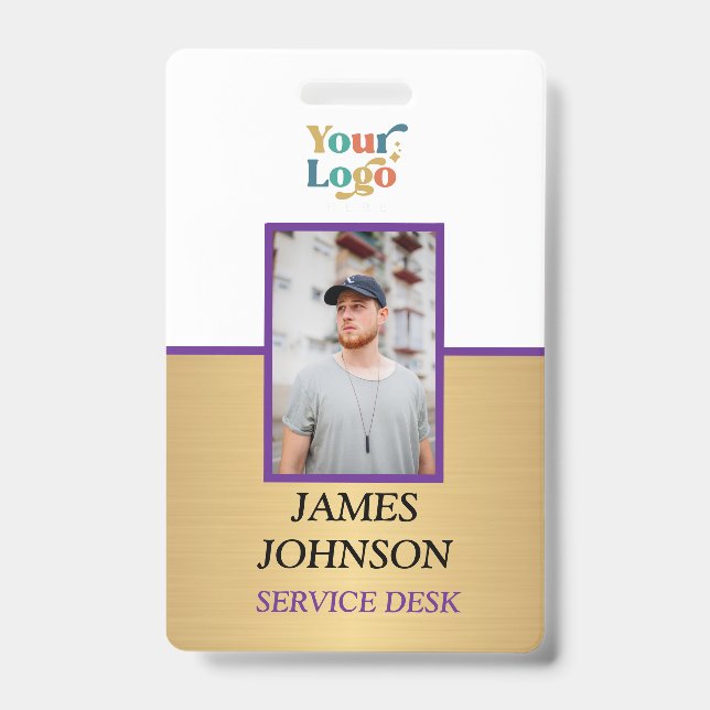 Custom Employee Photo Logo Name Badge ID Badge (Front)