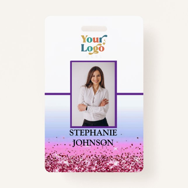 Custom Employee Photo Logo Name Badge ID Badge (Front)
