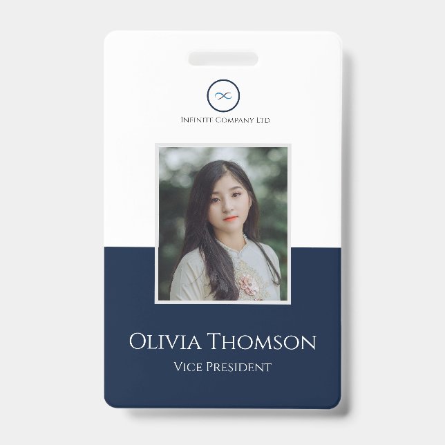 Custom Employee Photo, Logo, Name Badge ID Badge (Front)