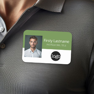 Custom Employee Photo, Logo, Name - Can edit colou Name Tag