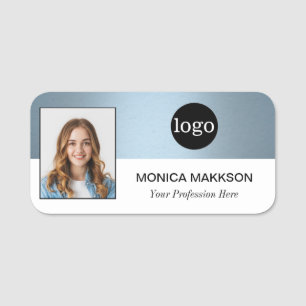 Custom Employee Photo, Logo, Name -Can edit colour Name Tag