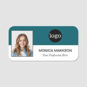 Custom Employee Photo, Logo, Name -Can edit colour Name Tag