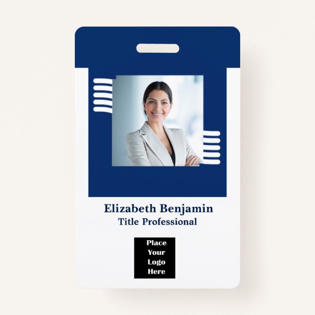 Custom Employee Photo Logo Name ID Badge (Front)