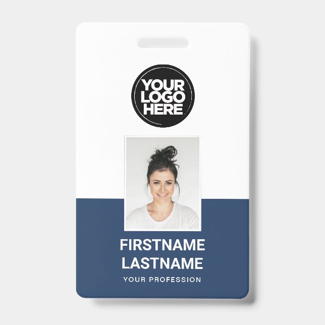 Custom Employee Photo, Logo, Name, Large text ID Badge (Front)