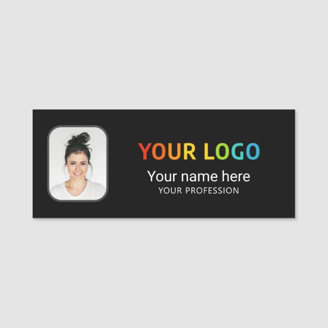 Custom Employee Photo, Logo Pin Name Tag Magnetic (Front)