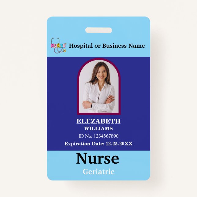 Custom Employee Photo Logo Qr Code Name ID Badge (Front)