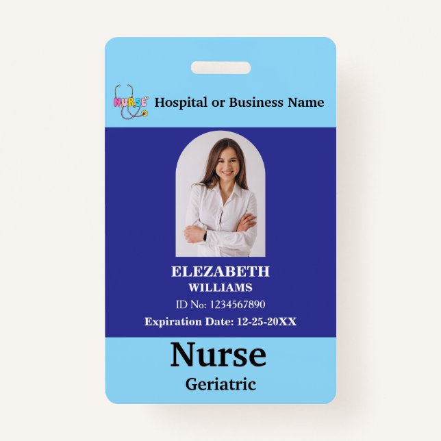 Custom Employee Photo Logo Qr Code Name ID Badge (Front)