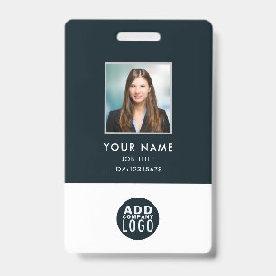 Custom Employee Photo Name Badge Bar Code Logo ID Badge