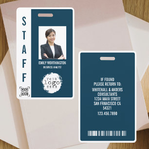 Custom Employee Photo Name Badge QR code Barcode ID Badge