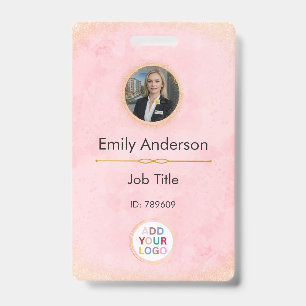 Custom Employee Photo Name Badge with Logo QR ID Badge