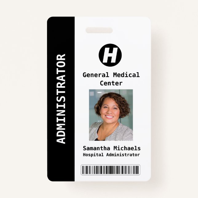 Custom Employee Photo, Name, Bar Code, Logo  Badge ID Badge (Front)