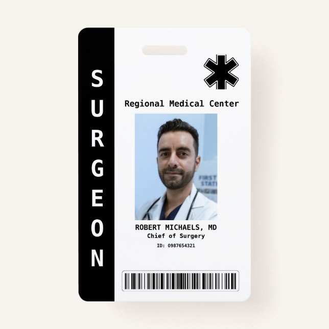 Custom Employee Photo, Name, Bar Code, Logo Badge ID Badge (Front)