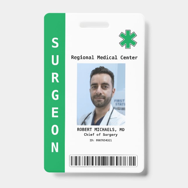 Custom Employee Photo, Name, Bar Code, Logo ID Badge (Front)