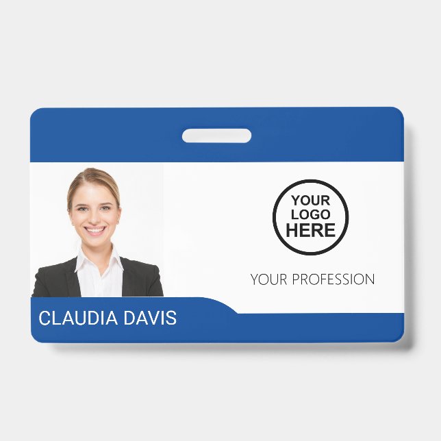 Custom Employee Photo,Name , Logo, Bar Code, Badge ID Badge (Front)