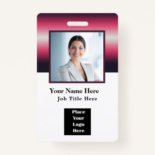 Custom Employee Photo Name Logo Bar Code ID Badge
