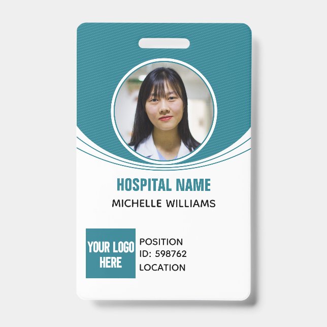 Custom employee photo name logo ID Badge (Front)