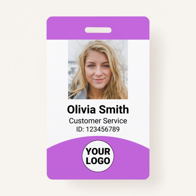 Custom Employee Photo Name Role ID Logo Barcode ID Badge (Front)