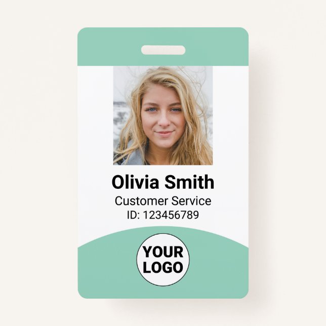 Custom Employee Photo Name Role ID Logo Barcode ID Badge (Front)
