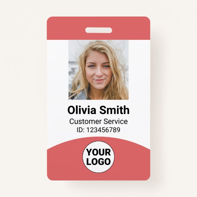Custom Employee Photo Name Role ID Logo Barcode ID Badge (Front)