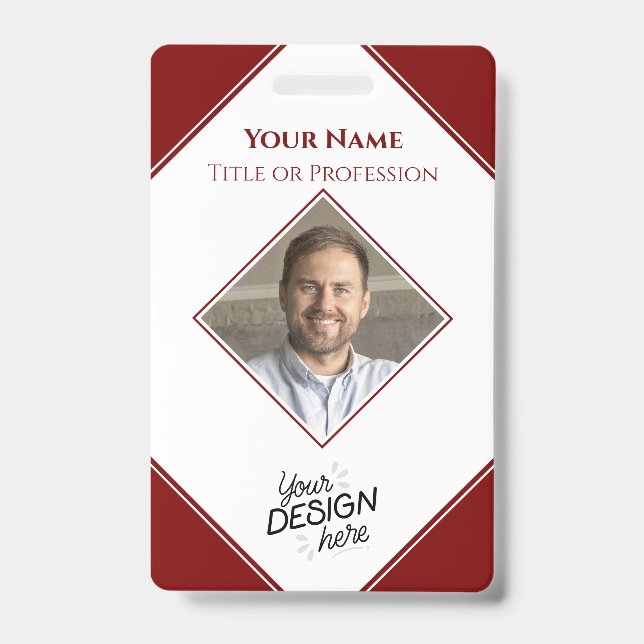Custom Employee, Photo, Name, Title, Logo, Barcode ID Badge (Front)