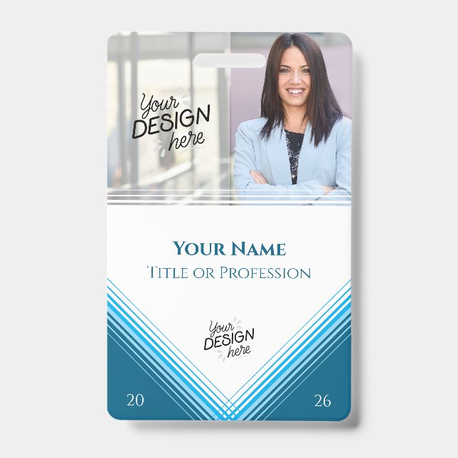 Custom Employee, Photo, Name, Title, Logo, Barcode ID Badge (Front)