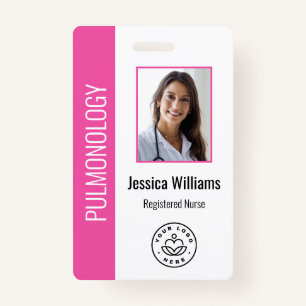 Custom Employee Photo Pink White Medical ID ID Badge