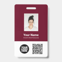 Custom Employee Photo, Qr and Bar Code, Logo, Name